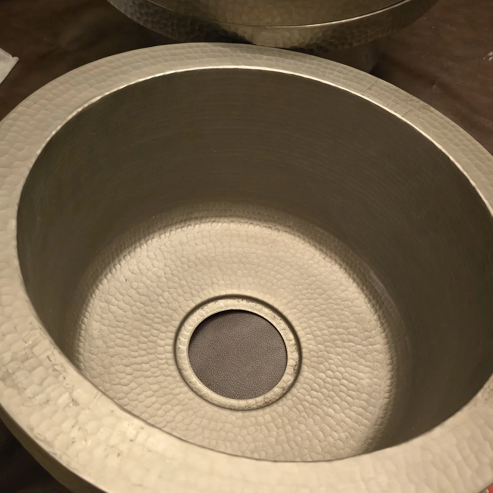 Native Round Hammered Bathroom Sinks in Gray
